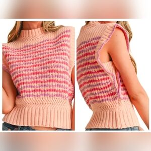 &merci Striped Knit Sleeveless Sweater L